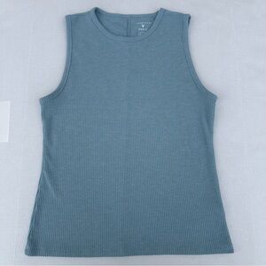 American Eagle Women’s Ribbed Light Blue-Grey Tank Top